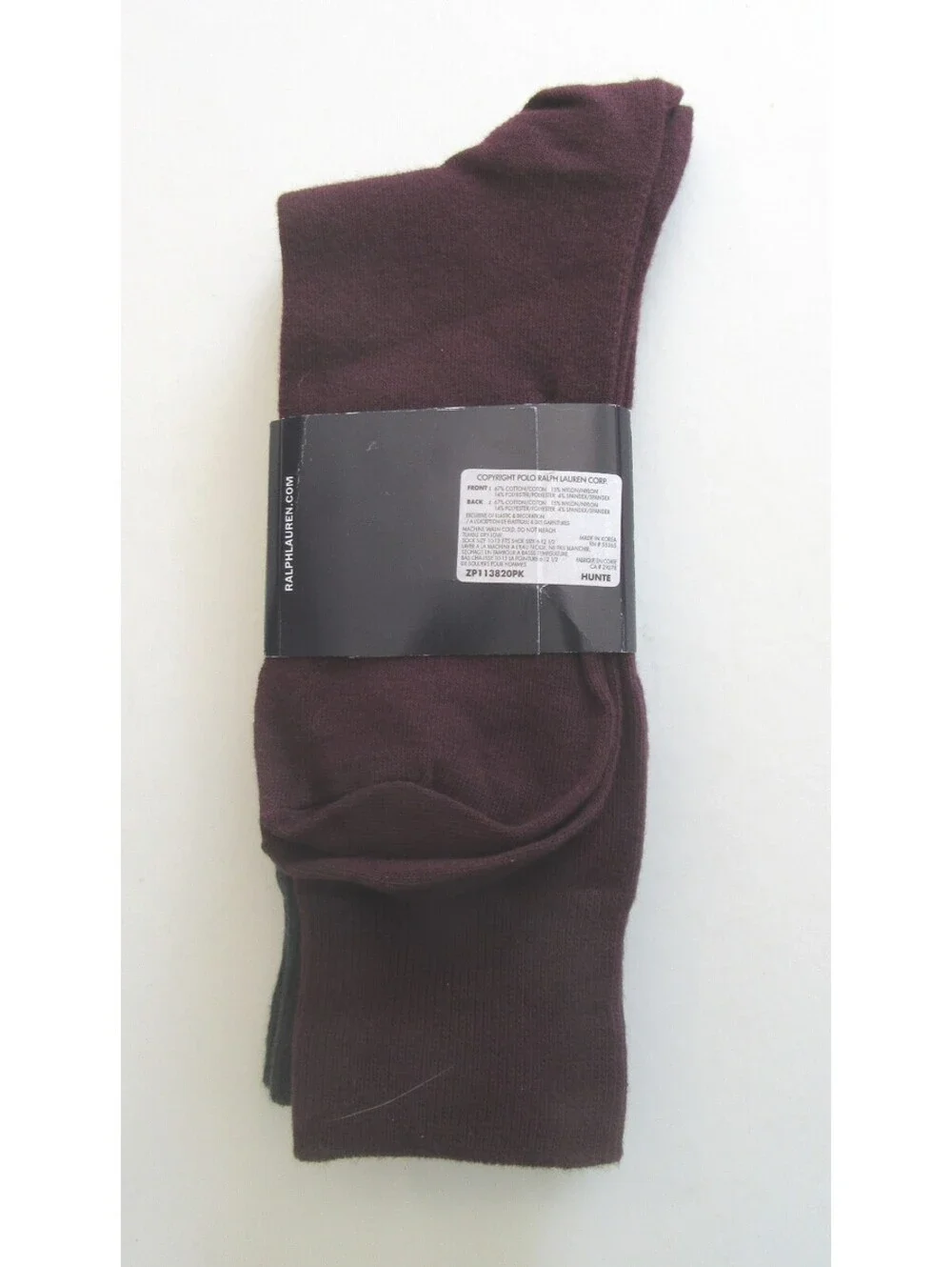 Polo Ralph Lauren Mens Trouser Dress Socks Hunter Green and Bordeaux 2 pack